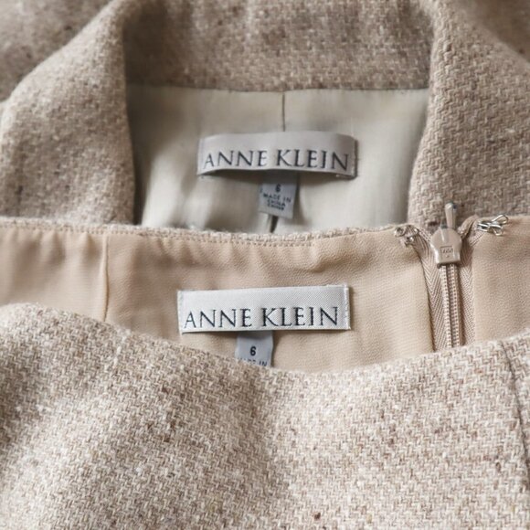 Anne Klein Oatmeal Beige 2 Piece Wool Angora Jacket Blazer Skirt Suit Career 6 - Picture 5 of 5